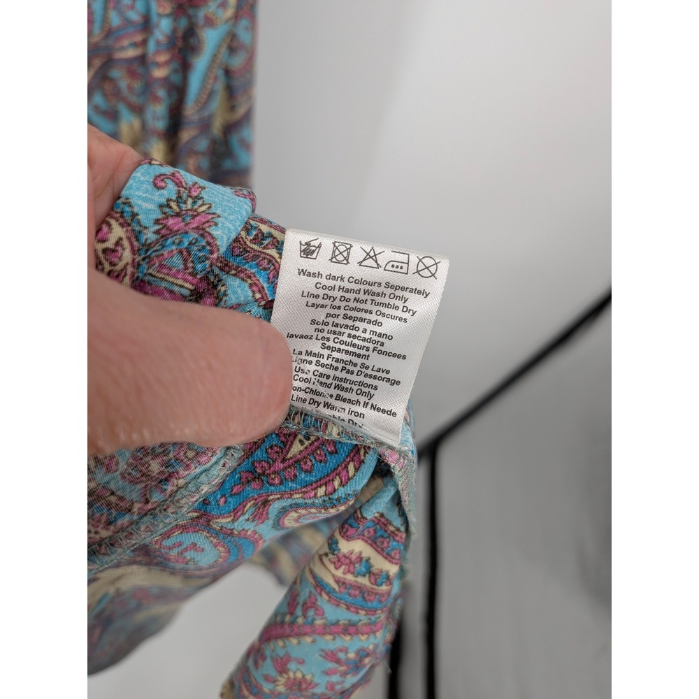Karma Highway Maxi Dress Womens One Size Blue Paisley Floral Halter Tiered Silky - Picture 5 of 9